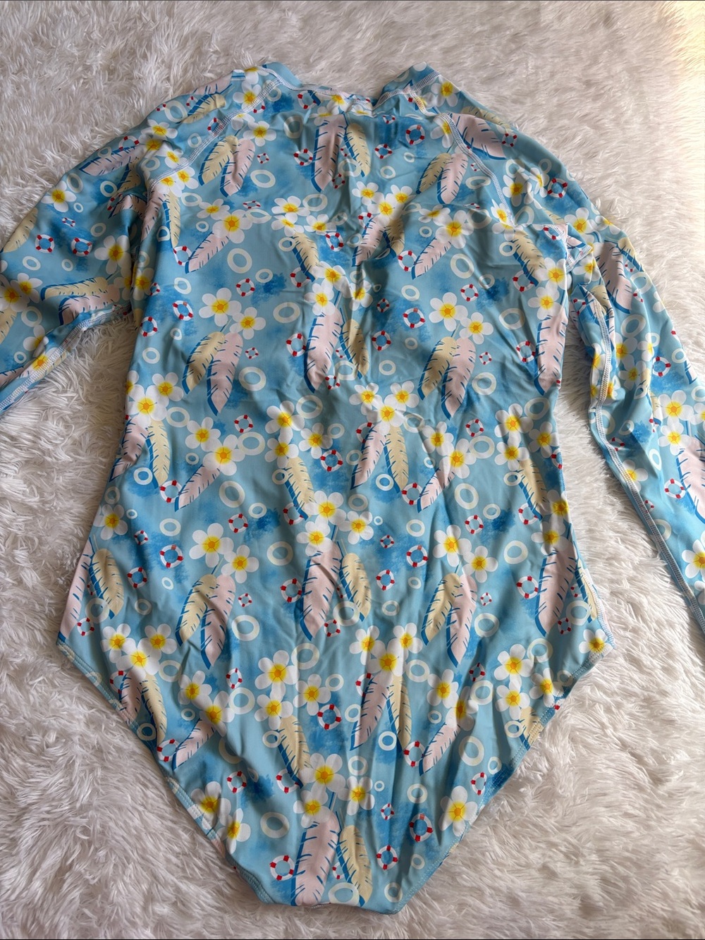 New In Packaging Long Sleeve Multi Print Rashguard One Piece Zip Front Swimsuit - Picture 10 of 15